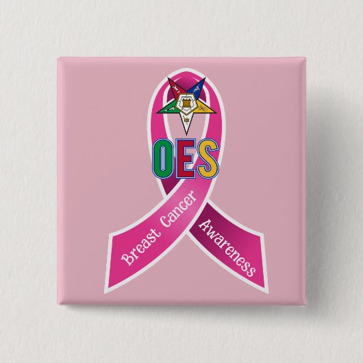 OES Borstkanker Vierkante Button 5,1 Cm (Voorkant)