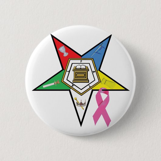 OES Breast Cancer Ribbon Ronde Button 5,7 Cm (Voorkant)