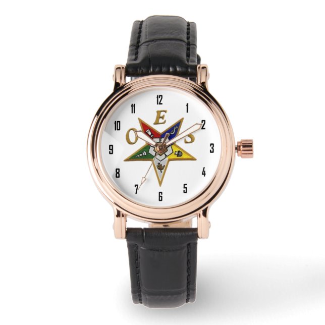OES Custom Vrouwen Strass Wit Emaille Horloge (Voorkant)
