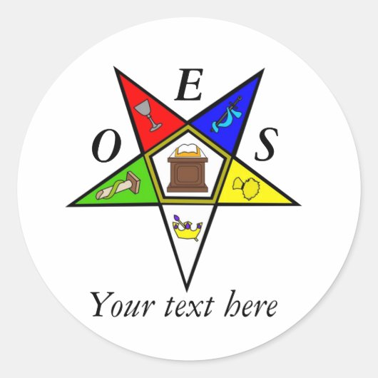 OES Eastern Star Sister Masonry Order Ronde Sticker (Voorkant)