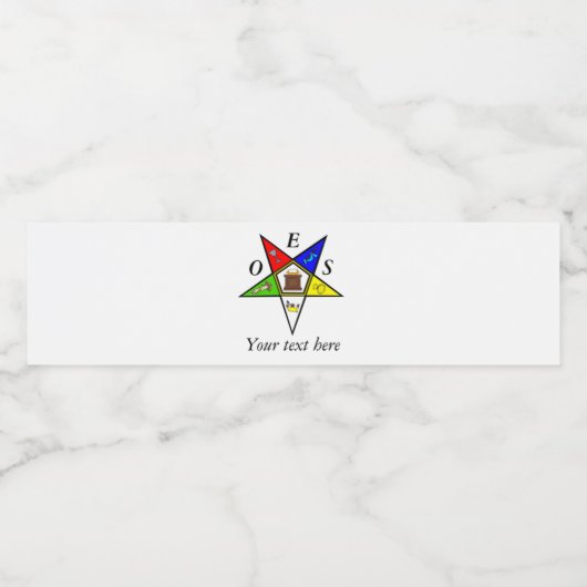 OES Eastern Star Sister Masonry Order Waterfles Etiket (Enkel label)