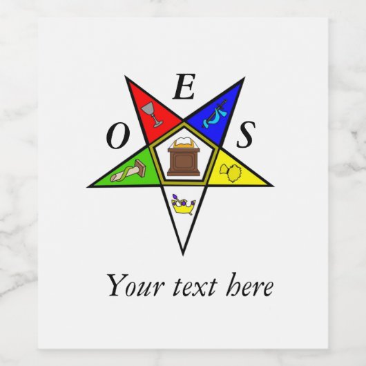 OES Eastern Star Sister Masonry Order Wijn Etiket (Enkel label)