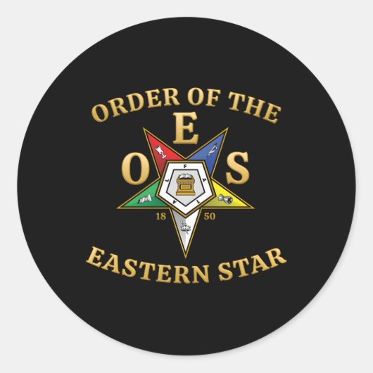 OES Embleem Orde van de Oostelijke Ster Ronde Sticker (Voorkant)