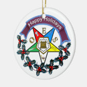 OES Holiday Wreath Keramisch Ornament (Links)