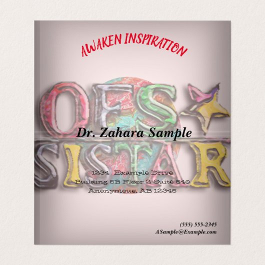 OES SISTAR VISITEKAARTJE (Binnenkant ongevouwen)