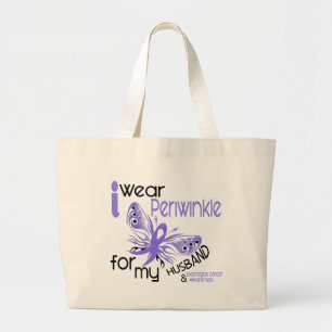 Oesophageale kanker Ik DRAAG PERIWINKEL VOOR MIJN Grote Tote Bag