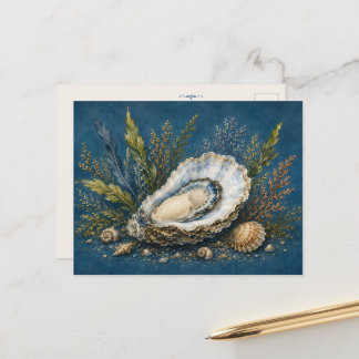 Oester Aquarel Geïnspireerde Diepzee Postkaart Kun