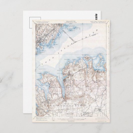 oester Bay Long Island New York Map Briefkaart (Voorkant / Achterkant)