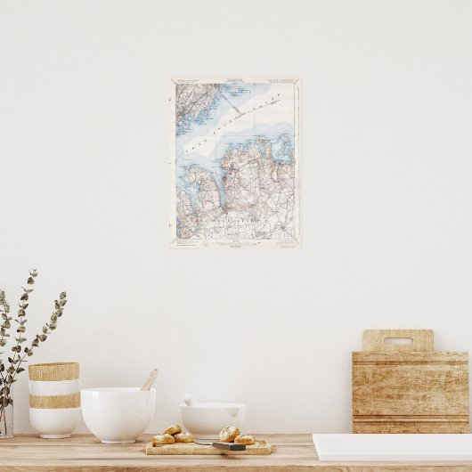  oester Bay Long Island New York Map Poster (Keuken)