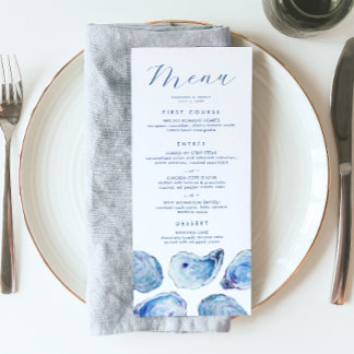 Oester Blau Aquarel Bruiloft Menu