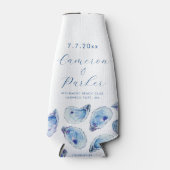 Oester Blauw Waterverf Bruiloft Favor Flesjeskoeler (Voorkant)