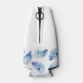 Oester Blauw Waterverf Bruiloft Favor Flesjeskoeler (Achterkant)