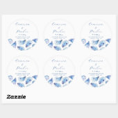 Oester Blauw Waterverf Bruiloft Favor Ronde Sticker (Vel)