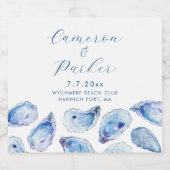 Oester Blauw Waterverf Bruiloft Favor Sparkling Wijnetiket (Enkel label)