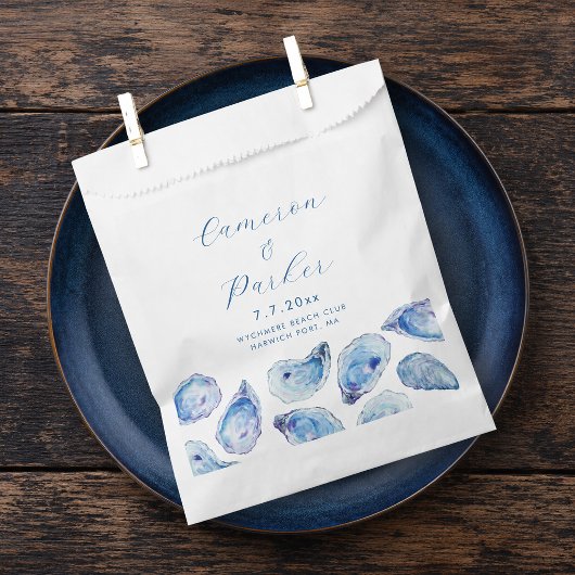 Oester Blauwe Aquarel Bruiloft Bedankzakje