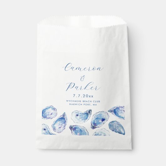 Oester Blauwe Waterverf Bruiloft Bedankzakje (Voorkant)