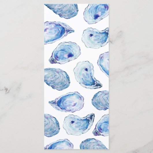 Oester Blauwe Waterverf Bruiloft Menu (Achterkant)