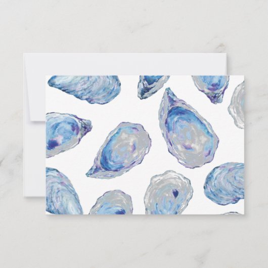 Oester bruiloft blauwe Waterverf RSVP Kaartje (Achterkant)
