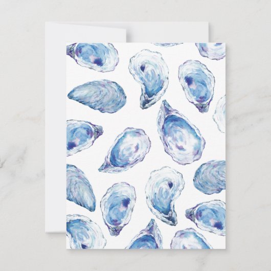 Oester Casual bruiloft repetitie blauw Waterverf Kaart (Achterkant)