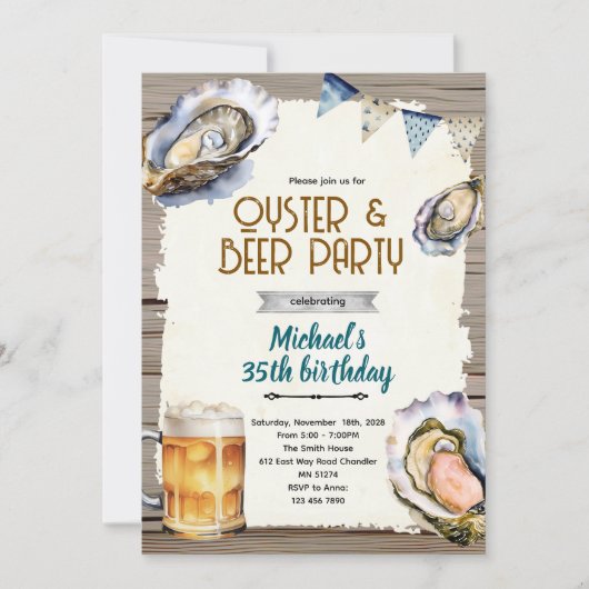 Oester- en bierfeest uitnodiging (Voorkant)