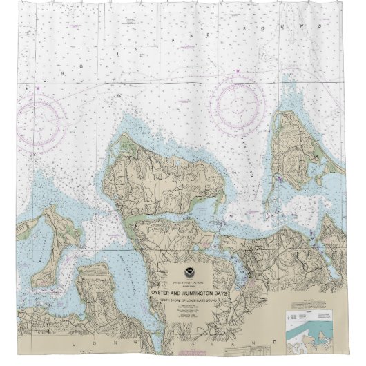 Oester en Huntington Bays nautische kaart 12365 Douchegordijn (Voorkant)