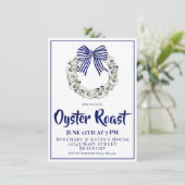 Oester Krans Blauwe Gestreepte Lint Oester Rooster Kaart (Staand voorkant)