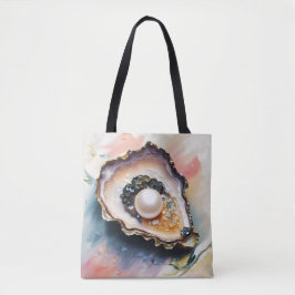 Oester met parel schelpdieren kunst tote bag