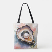 Oester met parel schelpdieren kunst tote bag (Achterkant)