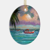 Oester oogst in de baai van Apalachicola Keramisch Ornament (Rechts)