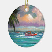 Oester oogst in de baai van Apalachicola Keramisch Ornament (Links)