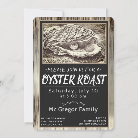 Oester Roast Zwart en Wit Algemeen Kaart (Voorkant)