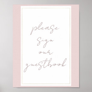 Oester Roze & Gouden Modern Trouw Gastboek Bord Poster