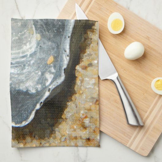 Oester Shell in het zand Theedoek (Quarter Fold)