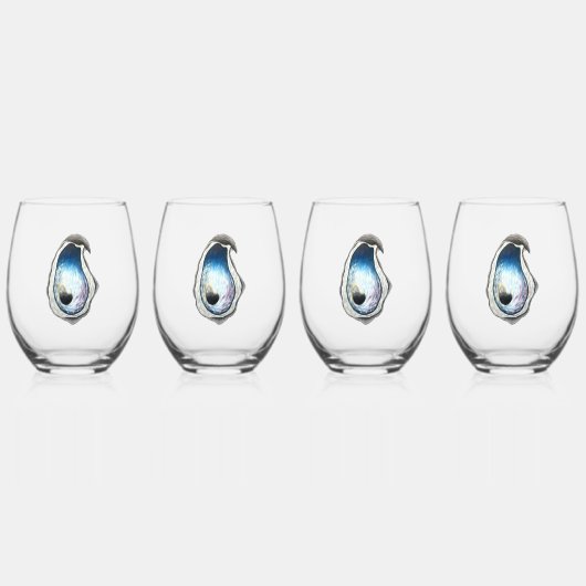 Oester Stemless wijnglas - 4 set Zonder Voet (Voorkant)