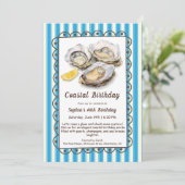 Oester verjaardagsfeestje | Elegante Kust Uitnodig Kaart (Staand voorkant)