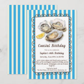 Oester verjaardagsfeestje | Elegante Kust Uitnodig Kaart (Voorkant / Achterkant)
