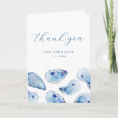 Oester Waterverf strand bruiloft gevouwen foto Bedankkaart (Voorkant)