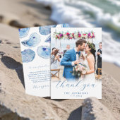 Oester Waterverf strand bruiloft platte foto Bedankkaart