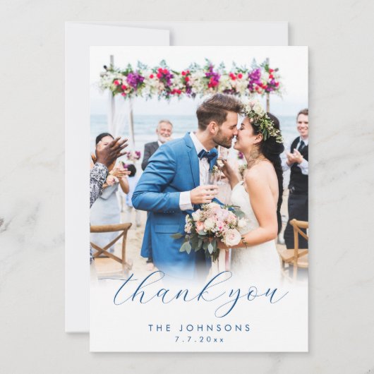 Oester Waterverf strand bruiloft platte foto Bedankkaart (Voorkant)