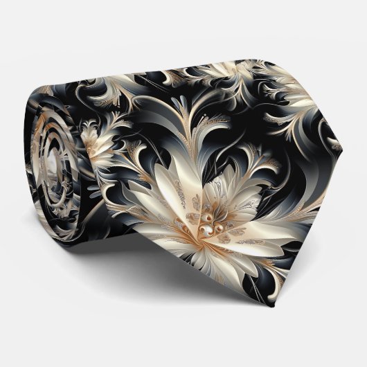 Oester, zwart & zilver stropdas (Opgerold)