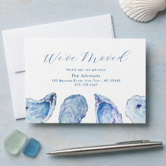 Oesterblauw Aquarel Adreswijzigingskaart RSVP Kaartje