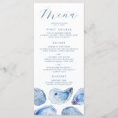 Oesterblauw Aquarel Bruiloft Menu (Voorkant)