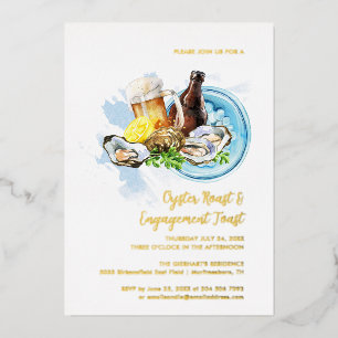Oesterbranding Verlovings Toast Zeevruchten Feest Folie Uitnodiging