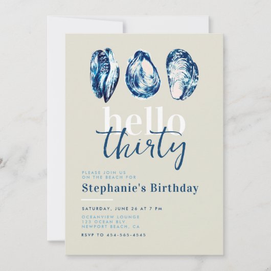 Oesterfeest nautische oceaan strand 30e verjaardag kaart (Voorkant)