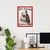 Oesterfestival, in het rood. New Orleans Poster (Thuiskantoor)