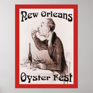 Oesterfestival, in het rood. New Orleans Poster