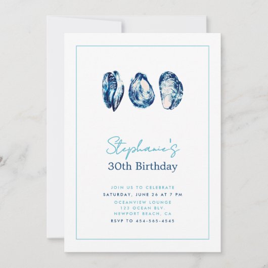 Oesterlijst Nautisch Strand Oceaan 30e Verjaardag Kaart (Voorkant)