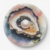 Oesterparel schelpdieren kunst papieren bordje (Voorkant)