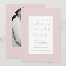 Oesterroze & Gouden Moderne Minimalistische Trouwd Kaart