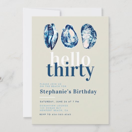 Oesters Bar Nautische Ocean Beach 30e verjaardag Kaart (Voorkant)